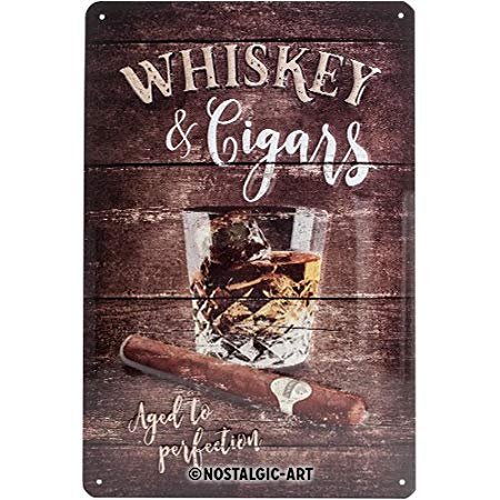 Placa Met�lica 20x30 - Whiiskey & Cigars